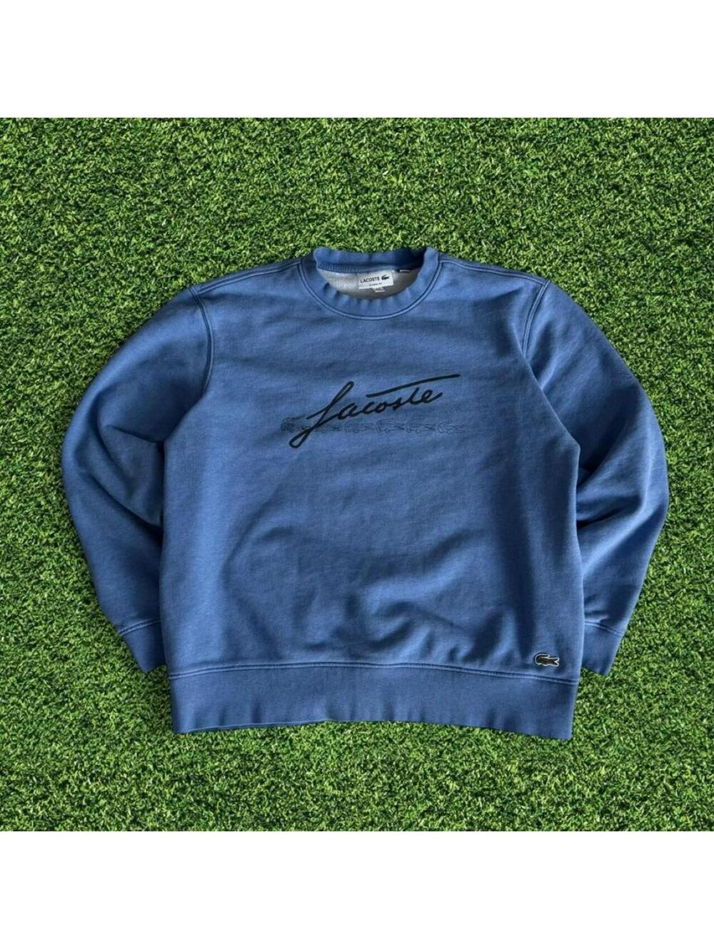 Lacoste Blue Graphic Sweatshirt Embroidered Logo Size XL